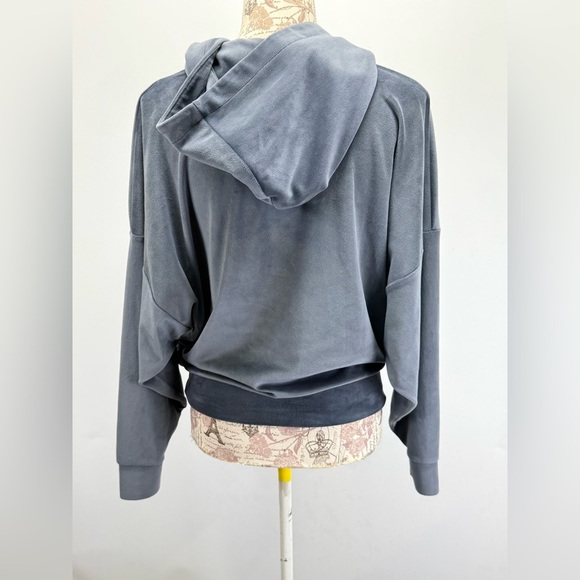 AMERICAN EAGLE OUTFITTERS Gray/blue soft velour hoodie sweatshirt size S - Picture 11 of 13